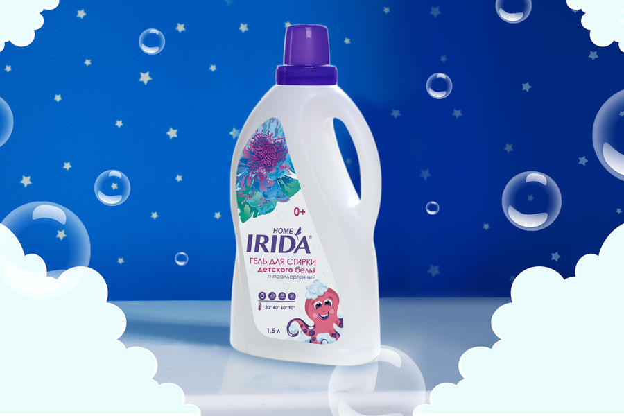 Этикетка геля для детской стирки для компании «IRIDA» (1332)
