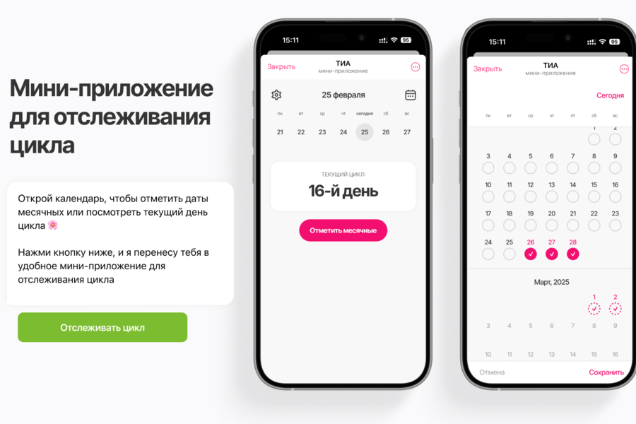 Разработка Telegram‑бота TIA для женского здоровья и психологической поддержки (5305)