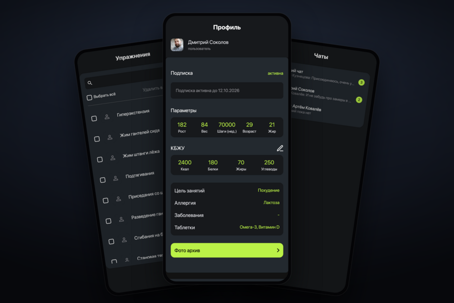 Trenergy - SaaS для фитнес-тренеров: Telegram Mini App, бот и панель управления. Тренировки, питание с КБЖУ, прогресс, чаты, оплата | React.js, Nest.js, Node.js (5825)