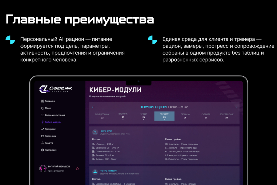 AI-платформа питания — персональный рацион как прокачка персонажа (6497)