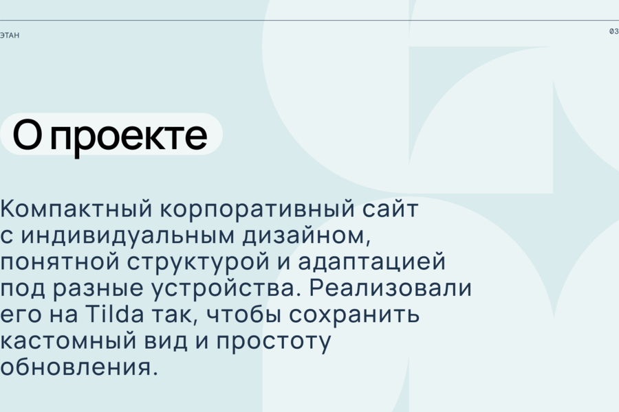 ЭТАН — индивидуальный корпоративный сайт на Tilda без шаблонного ощущения (6584)