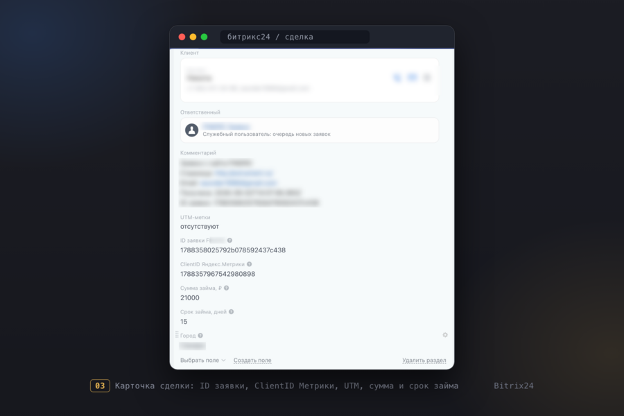 CRM колл-центра микрофинансовой компании на Битрикс24: воронка, роли, телефония MANGO OFFICE и свой сервис приёма заявок с сайта на Node.js (7184)