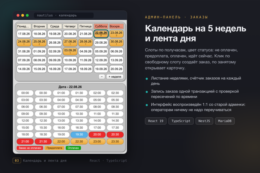 Комплекс автоматизации сауны «Наутилус»: управление оборудованием по ModBus, видеонаблюдение на WebRTC и админ-панель оператора. Fullstack на NestJS + React (TypeScript) (7382)